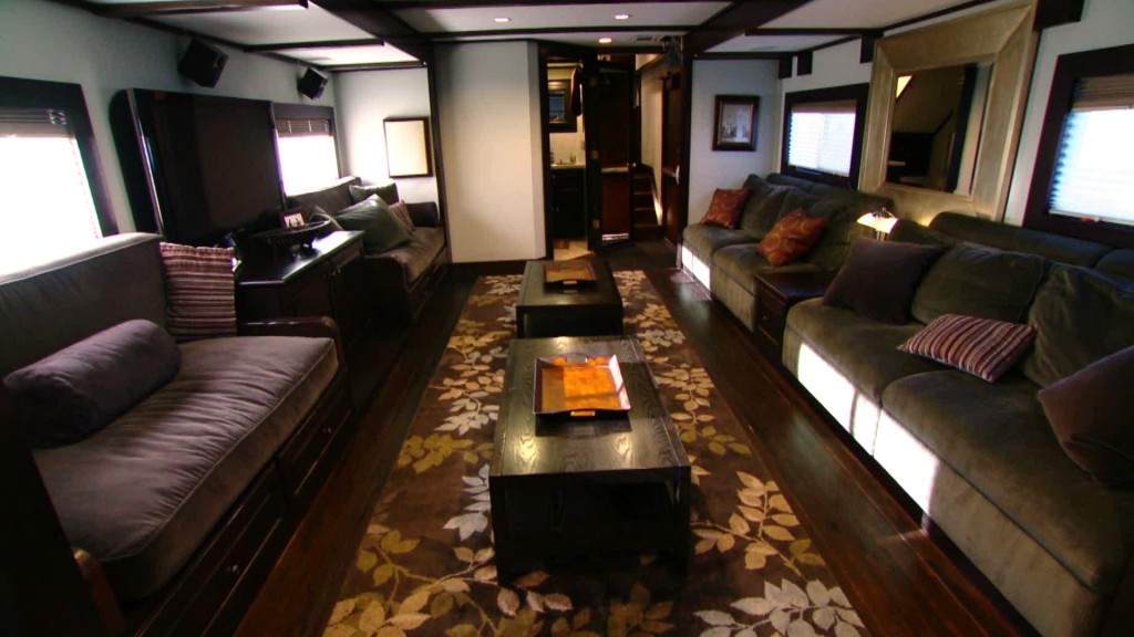Vin Diesel's ample motor home includes a media lounge and kid's play area.